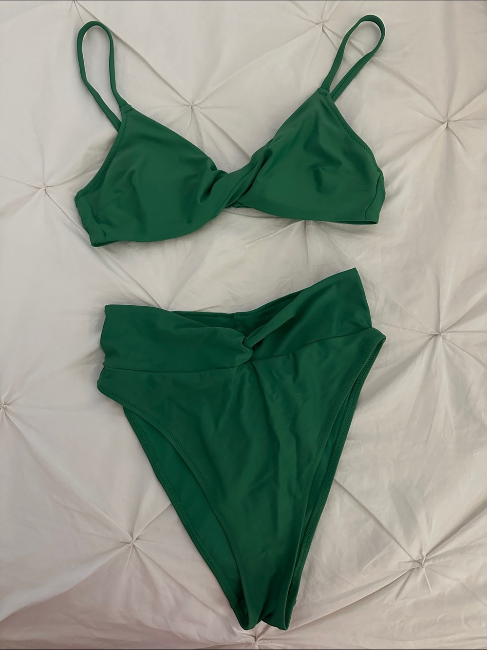 aerie Green Twisted High-Waist Bikini Set